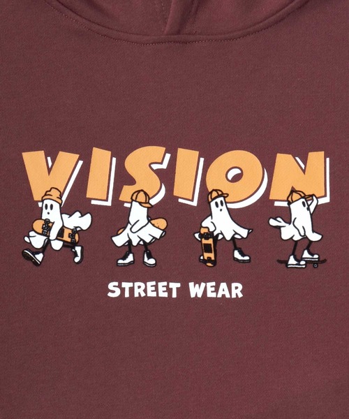 VISION STREET WEAR（ヴィジョンストリートウェア）の「2025AW VISION STREET WEAR/ヴィジョンストリートウエア オーバーサイズ 裏毛 オバケ/ ゴーストプリント スウェットプルオーバーパーカー レディース メンズ  トレーナー（パーカー・レディース・チャコール/オフホワイト/ワイン・M/LL/L）」の18枚目の写真