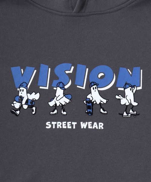 VISION STREET WEAR（ヴィジョンストリートウェア）の「2025AW VISION STREET WEAR/ヴィジョンストリートウエア オーバーサイズ 裏毛 オバケ/ ゴーストプリント スウェットプルオーバーパーカー レディース メンズ  トレーナー（パーカー・レディース・チャコール/オフホワイト/ワイン・M/LL/L）」の19枚目の写真