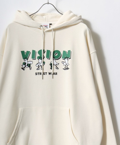 VISION STREET WEAR（ヴィジョンストリートウェア）の「2025AW VISION STREET WEAR/ヴィジョンストリートウエア オーバーサイズ 裏毛 オバケ/ ゴーストプリント スウェットプルオーバーパーカー レディース メンズ  トレーナー（パーカー・レディース・チャコール/オフホワイト/ワイン・M/LL/L）」の20枚目の写真