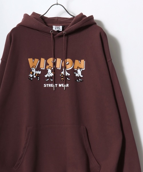 VISION STREET WEAR（ヴィジョンストリートウェア）の「2025AW VISION STREET WEAR/ヴィジョンストリートウエア オーバーサイズ 裏毛 オバケ/ ゴーストプリント スウェットプルオーバーパーカー レディース メンズ  トレーナー（パーカー・レディース・チャコール/オフホワイト/ワイン・M/LL/L）」の22枚目の写真
