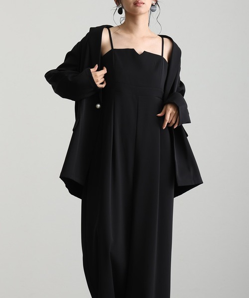 atlo(アトロ)の「オールインワン パンツドレス 結婚式 二次会&ワイドパンツ ジャケット アンド オールインワン セットアップ ドレスセレモニー フォーマル ロング丈 オケージョンドレス お呼ばれ 同窓会 成人式(パンツドレス・レディース・チャコール/カーキ/ブラック/ブラウン・M/L/S)」の5枚目の写真