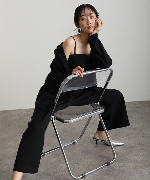 atlo(アトロ)の「オールインワン パンツドレス 結婚式 二次会&ワイドパンツ ジャケット アンド オールインワン セットアップ ドレスセレモニー フォーマル ロング丈 オケージョンドレス お呼ばれ 同窓会 成人式(パンツドレス・レディース・チャコール/カーキ/ブラック/ブラウン・M/L/S)」の6枚目の写真