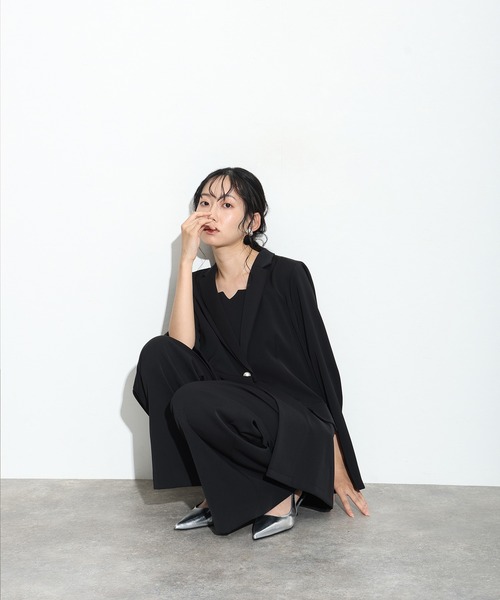 atlo(アトロ)の「オールインワン パンツドレス 結婚式 二次会&ワイドパンツ ジャケット アンド オールインワン セットアップ ドレスセレモニー フォーマル ロング丈 オケージョンドレス お呼ばれ 同窓会 成人式(パンツドレス・レディース・チャコール/カーキ/ブラック/ブラウン・M/L/S)」の8枚目の写真