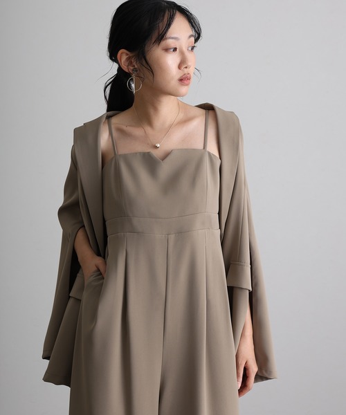 atlo(アトロ)の「オールインワン パンツドレス 結婚式 二次会&ワイドパンツ ジャケット アンド オールインワン セットアップ ドレスセレモニー フォーマル ロング丈 オケージョンドレス お呼ばれ 同窓会 成人式(パンツドレス・レディース・チャコール/カーキ/ブラック/ブラウン・M/L/S)」の10枚目の写真
