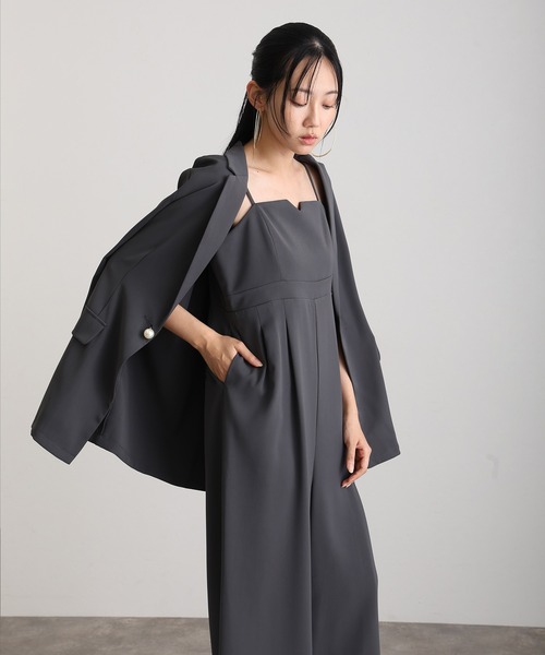 atlo(アトロ)の「オールインワン パンツドレス 結婚式 二次会&ワイドパンツ ジャケット アンド オールインワン セットアップ ドレスセレモニー フォーマル ロング丈 オケージョンドレス お呼ばれ 同窓会 成人式(パンツドレス・レディース・チャコール/カーキ/ブラック/ブラウン・M/L/S)」の16枚目の写真