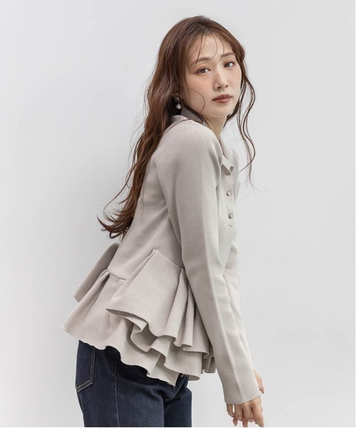 RANDA（ランダ）の「ランダムペプラムスポンディッシュニット（ニット/セーター・レディース・パープル/ブラック/グレー・FREE）」の4枚目の写真