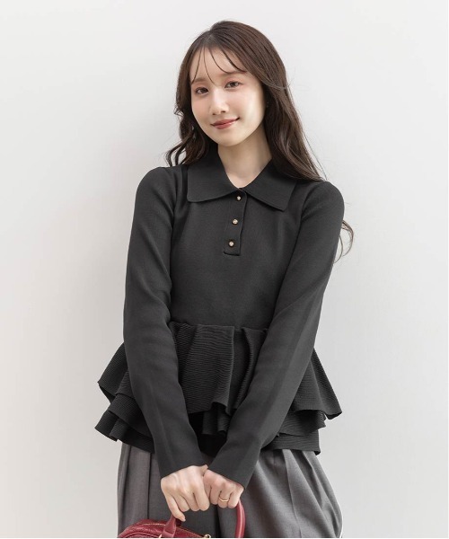 RANDA（ランダ）の「ランダムペプラムスポンディッシュニット（ニット/セーター・レディース・パープル/ブラック/グレー・FREE）」の9枚目の写真