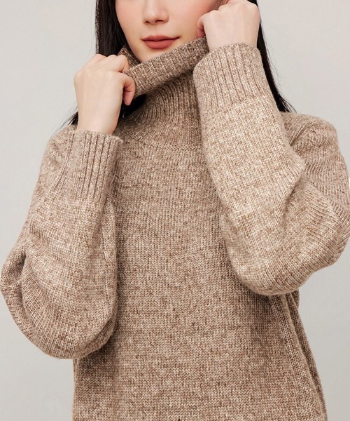 Miniministore(ミニミニストア)の「ハイネックニットワンピースゆったり秋冬服(ワンピース・レディース・ブラック/オフホワイト/ダークグレー/モカ・FREE)」の17枚目の写真