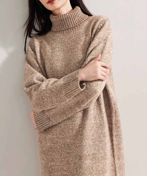 Miniministore(ミニミニストア)の「ハイネックニットワンピースゆったり秋冬服(ワンピース・レディース・ブラック/オフホワイト/ダークグレー/モカ・FREE)」の18枚目の写真