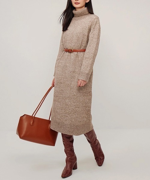 Miniministore(ミニミニストア)の「ハイネックニットワンピースゆったり秋冬服(ワンピース・レディース・ブラック/オフホワイト/ダークグレー/モカ・FREE)」の19枚目の写真