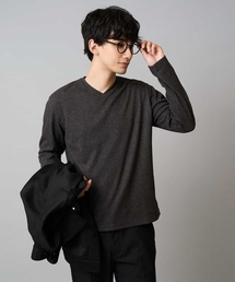 【イージーケア/洗濯機で洗える】アゼダブルフェイスVネックＴシャツ　通勤/ビジネス/ジャケット〈ON/OFF SERIES〉