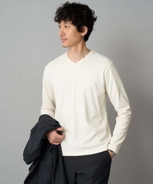 【イージーケア/洗濯機で洗える】アゼダブルフェイスVネックTシャツ 通勤/ビジネス/ジャケット〈ON/OFF SERIES〉