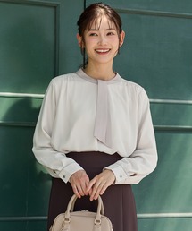 【ハニぽか】あったか裏地配色ボウタイブラウス