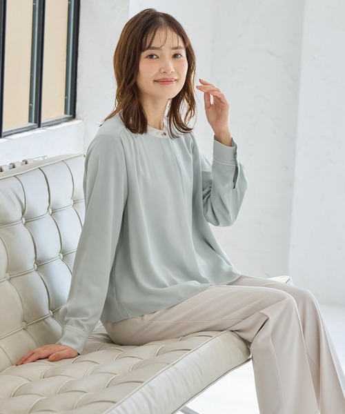 Honeys(ハニーズ)の「【ハニぽか】あったか裏地配色ボウタイブラウス(シャツ/ブラウス・レディース・アイボリー/グレイッシュベージュ/チャコール/ミント・L/LL/M/S/3L)」の15枚目の写真
