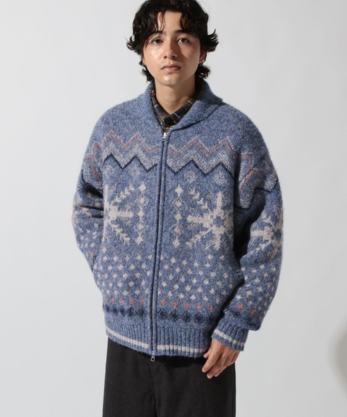niko and（ニコアンド）の「雪柄カウチンニットカーディガン