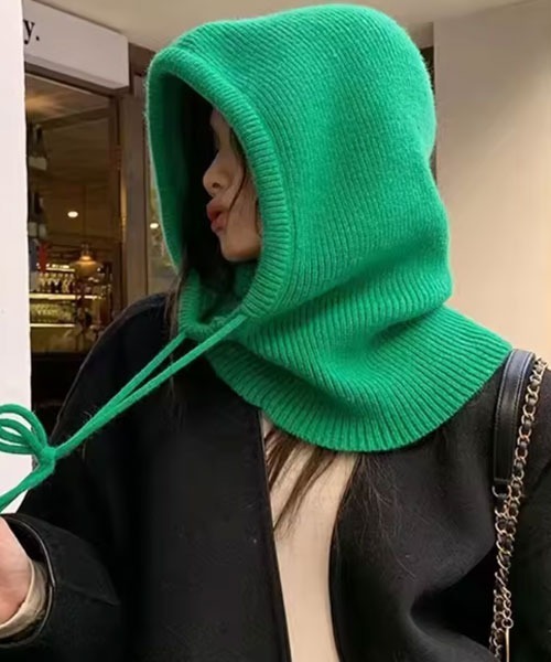 TONE SELECT GOODS(トーンセレクトグッズ)の「【urge select】リブニット バラクラバ ニット帽/ネックウォーマー【7色展開】(ニットキャップ/ビーニー・レディース・ベージュ/ブラウン/グリーン/レッド/ホワイト/ブラック/グレー・FREE)」の6枚目の写真