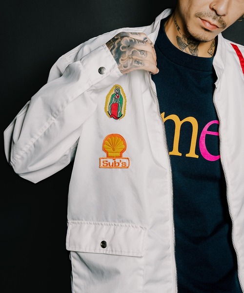 Subciety（サブサエティ）の「Racing jkt（ナイロンジャケット・メンズ・ブラック/オフホワイト・SMALL/MEDIUM/LARGE/X-LARGE）」の6枚目の写真