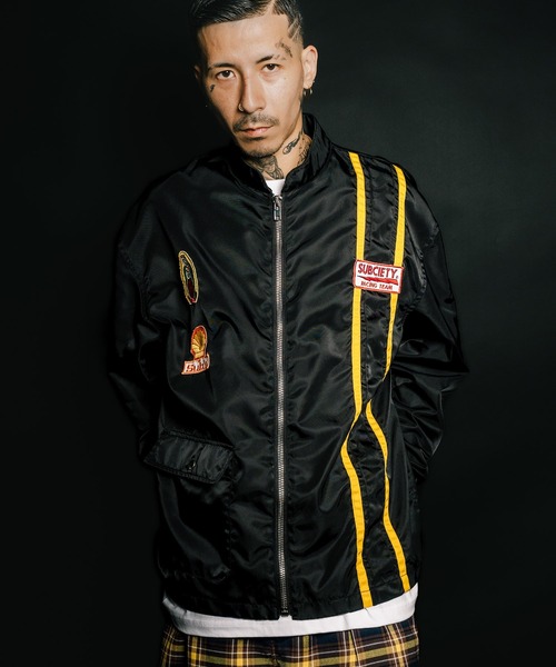 Subciety（サブサエティ）の「Racing jkt（ナイロンジャケット・メンズ・ブラック/オフホワイト・SMALL/MEDIUM/LARGE/X-LARGE）」の11枚目の写真