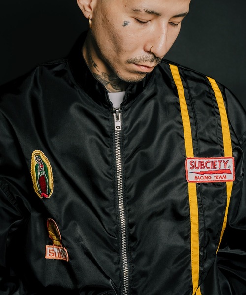 Subciety（サブサエティ）の「Racing jkt（ナイロンジャケット・メンズ・ブラック/オフホワイト・SMALL/MEDIUM/LARGE/X-LARGE）」の13枚目の写真
