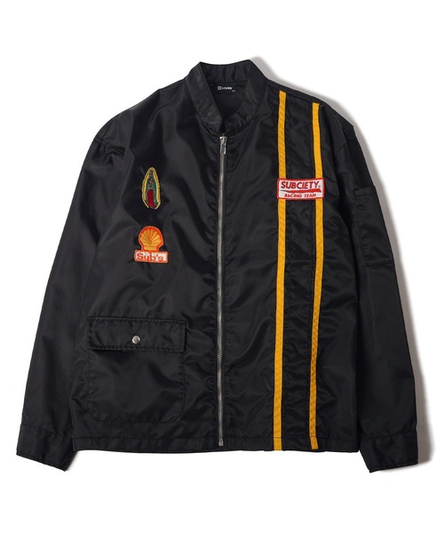 Subciety（サブサエティ）の「Racing jkt（ナイロンジャケット・メンズ・ブラック/オフホワイト・SMALL/MEDIUM/LARGE/X-LARGE）」の4枚目の写真