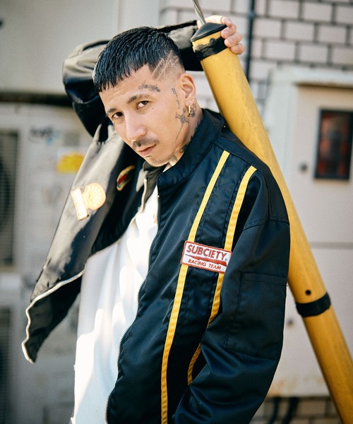 Subciety(サブサエティ)の「Racing jkt(ナイロンジャケット・メンズ・ブラック/オフホワイト・SMALL/MEDIUM/LARGE/X-LARGE)」の18枚目の写真