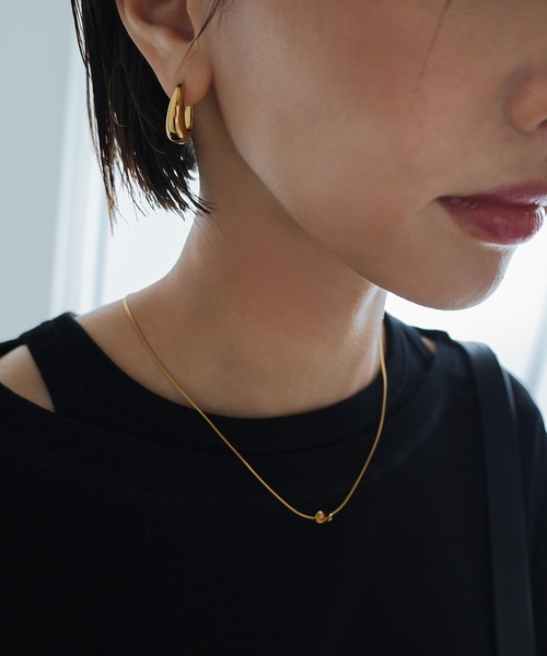 金属アレルギー対応/サージカルステンレス】ドロップフープピアス