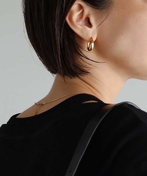 金属アレルギー対応/サージカルステンレス】ドロップフープピアス