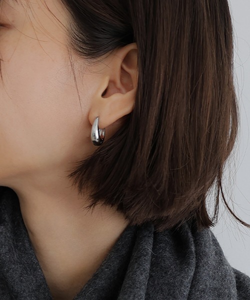 金属アレルギー対応/サージカルステンレス】ドロップフープピアス