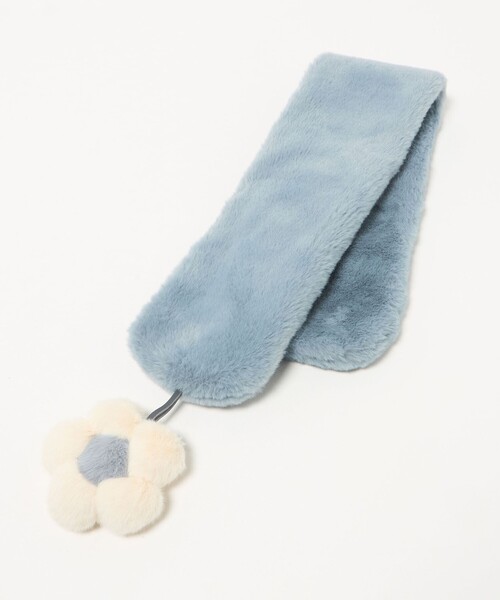 green label relaxing（グリーンレーベルリラクシング）の「フェイクファー フラワーモチーフ マフラー（マフラー・キッズ・コバルトブルー/ベージュ・FREE）」の5枚目の写真