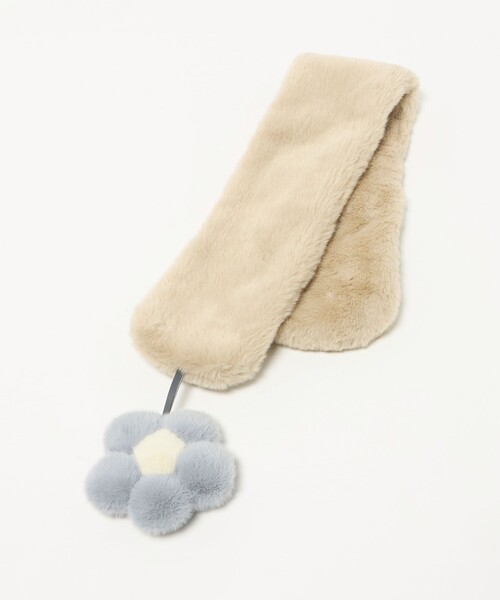 green label relaxing（グリーンレーベルリラクシング）の「フェイクファー フラワーモチーフ マフラー（マフラー・キッズ・コバルトブルー/ベージュ・FREE）」の8枚目の写真