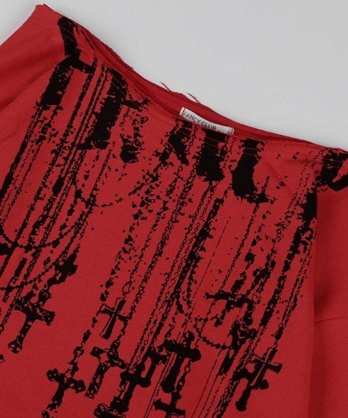 FANCY CLUB（ファンシークラブ）の「A'GEM/9 × .kom 『FANCY CLUB/ファンシークラブ』NECKLISS ONE-SHOULDER SWEATSHIRT/ワンショルダースウェットシャツ（スウェット・レディース・グレー/ブラック/レッド・FREE）」の21枚目の写真