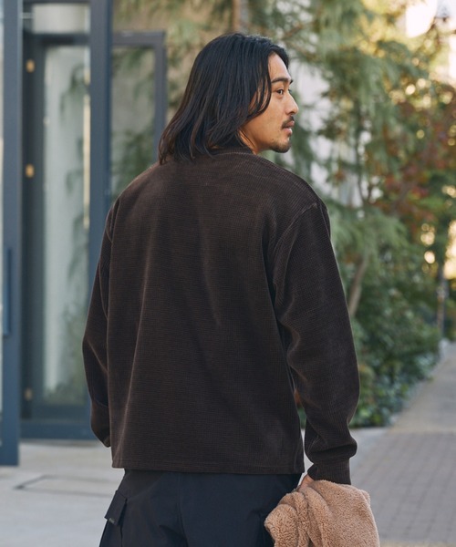 セール】モールワッフル ビッグシルエット ヘンリーネックスウェット