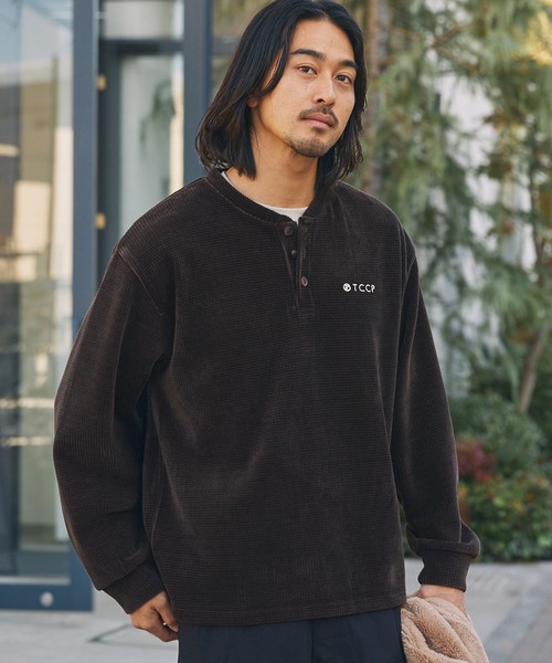 モールワッフル ビッグシルエット ヘンリーネックスウェット / アンチ