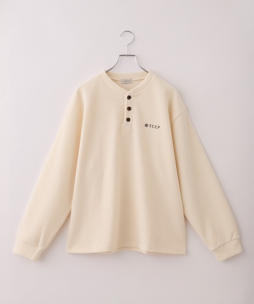 THE CRAFT CREW PRODUCTS(ザクラフトクループロダクツ)の「モールワッフル ビッグシルエット ヘンリーネックスウェット / アンチピリング【THE CRAFT CREW PRODUCTS】(スウェット・メンズ・チェリーレッド/ダークネイビー/グレー/ダークブラウン/アイボリー/ブラック・S/L/M)」の11枚目の写真