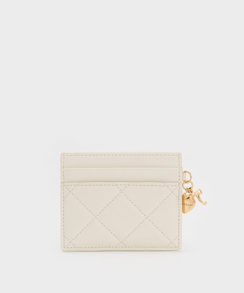 CHARLES & KEITH（チャールズ & キース）の「Arrietty アリエッティ キルトボウハートチャーム カードホルダー（カードケース・レディース・ライトピンク/ブラック/クリーム・XXS）」の4枚目の写真