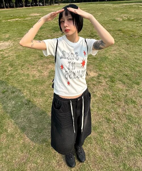 F.ILLUMINATE(フィルミネイト)の「デミジウォッシュドデニムバンディングショーツ-ミディアムブルー(デニムパンツ・レディース・その他・SMALL/MEDIUM)」の11枚目の写真