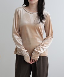 袖くしゅくしゅ ベロアプルオーバー