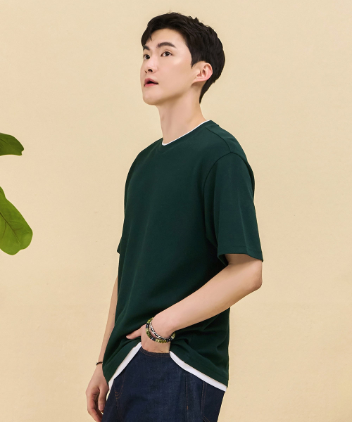 CHASECULT(チェイスカルト)の「メンズレイヤード半袖Tシャツ-グリーン(Tシャツ/カットソー・メンズ・グリーン・100/105/95)」の2枚目の写真