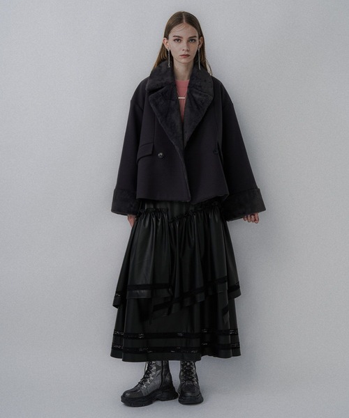 レースラインフェイクレザースカート(HARE)（スカート）｜HARE（ハレ