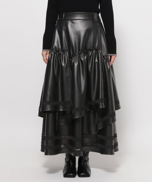 レースラインフェイクレザースカート(HARE)（スカート）｜HARE（ハレ