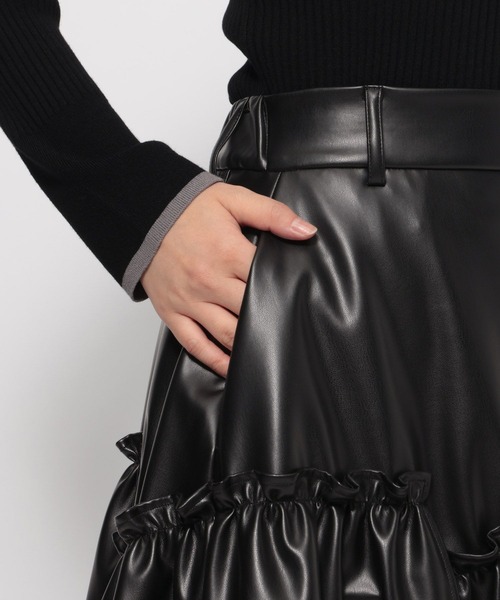 レースラインフェイクレザースカート(HARE)（スカート）｜HARE（ハレ
