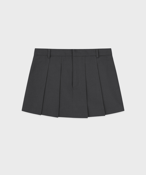 SINOON（シヌーン）の「Low-Waist Pleated Mini Skirt (Grey)（スカート・レディース・グレー・SMALL/MEDIUM）」の4枚目の写真