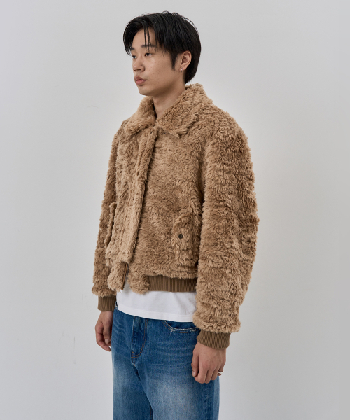 セール】(m) コージーリバーシブルファージャケット_キャメル