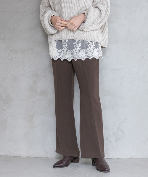 セール】サテンセミフレアパンツ（スラックス）｜A part by（アパート