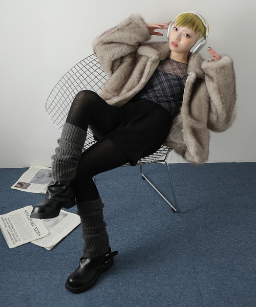 Ulysses（ユリシス）の「襟付きミックスファージャケット（その他アウター・レディース・ライトグレー/ブラウン・F）」の8枚目の写真