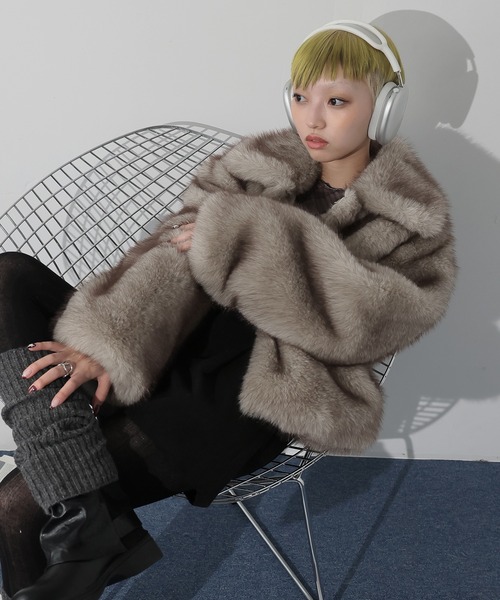 Ulysses（ユリシス）の「襟付きミックスファージャケット（その他アウター・レディース・ライトグレー/ブラウン・F）」の12枚目の写真