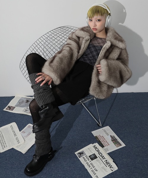 Ulysses（ユリシス）の「襟付きミックスファージャケット（その他アウター・レディース・ライトグレー/ブラウン・F）」の13枚目の写真