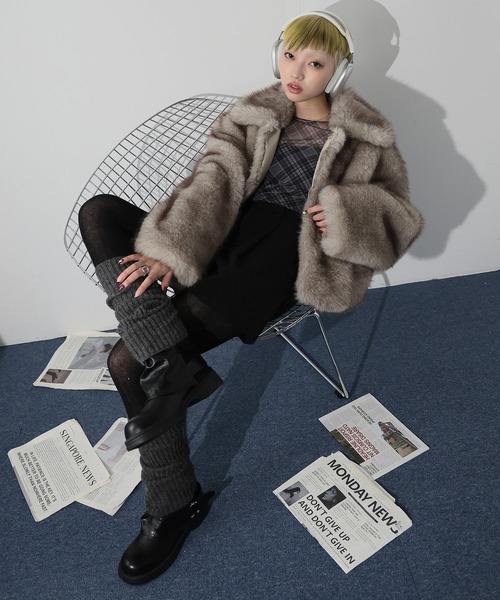 Ulysses（ユリシス）の「襟付きミックスファージャケット（その他アウター・レディース・ライトグレー/ブラウン・F）」の14枚目の写真