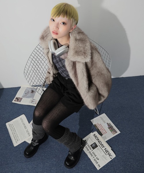 Ulysses（ユリシス）の「襟付きミックスファージャケット（その他アウター・レディース・ライトグレー/ブラウン・F）」の15枚目の写真