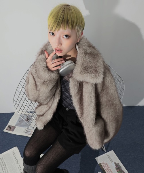 Ulysses（ユリシス）の「襟付きミックスファージャケット（その他アウター・レディース・ライトグレー/ブラウン・F）」の17枚目の写真